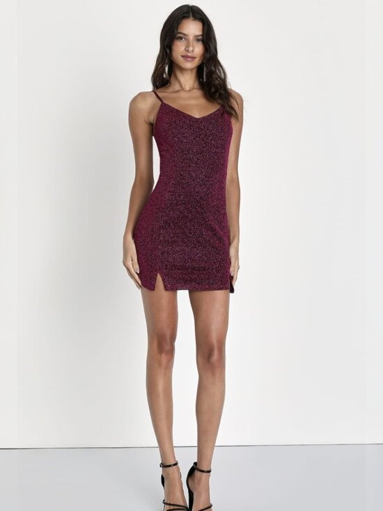 Lulus Dresses & Skirts - Lulus Vamped Up Magenta Sparkly Sleeveless Mini Dress NWT